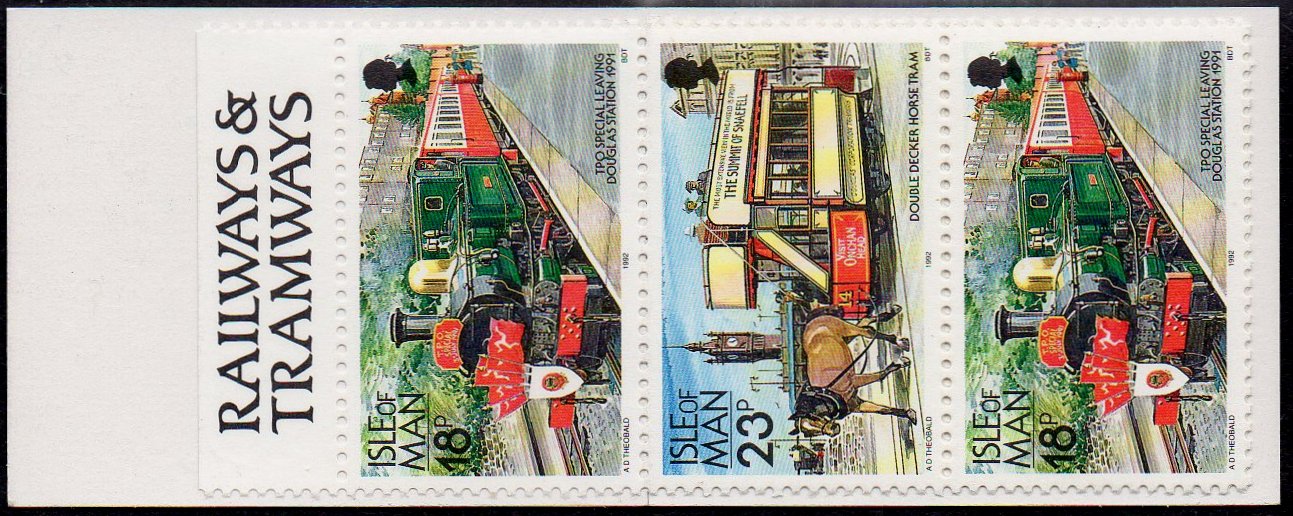 Isle of Man Booklet Stamps Trains 1988-1992